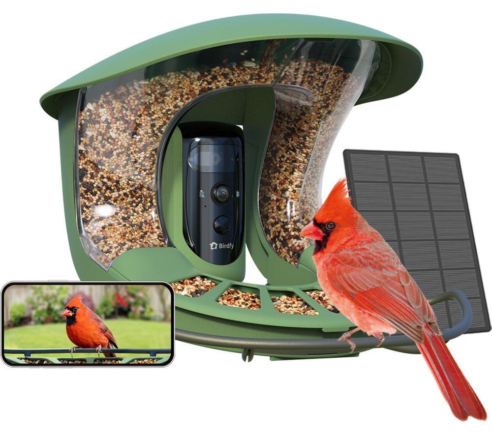 BIRDFY Feeder 2 Pro Smart Camera Bird Feeder With Solar Panel - Green, Green