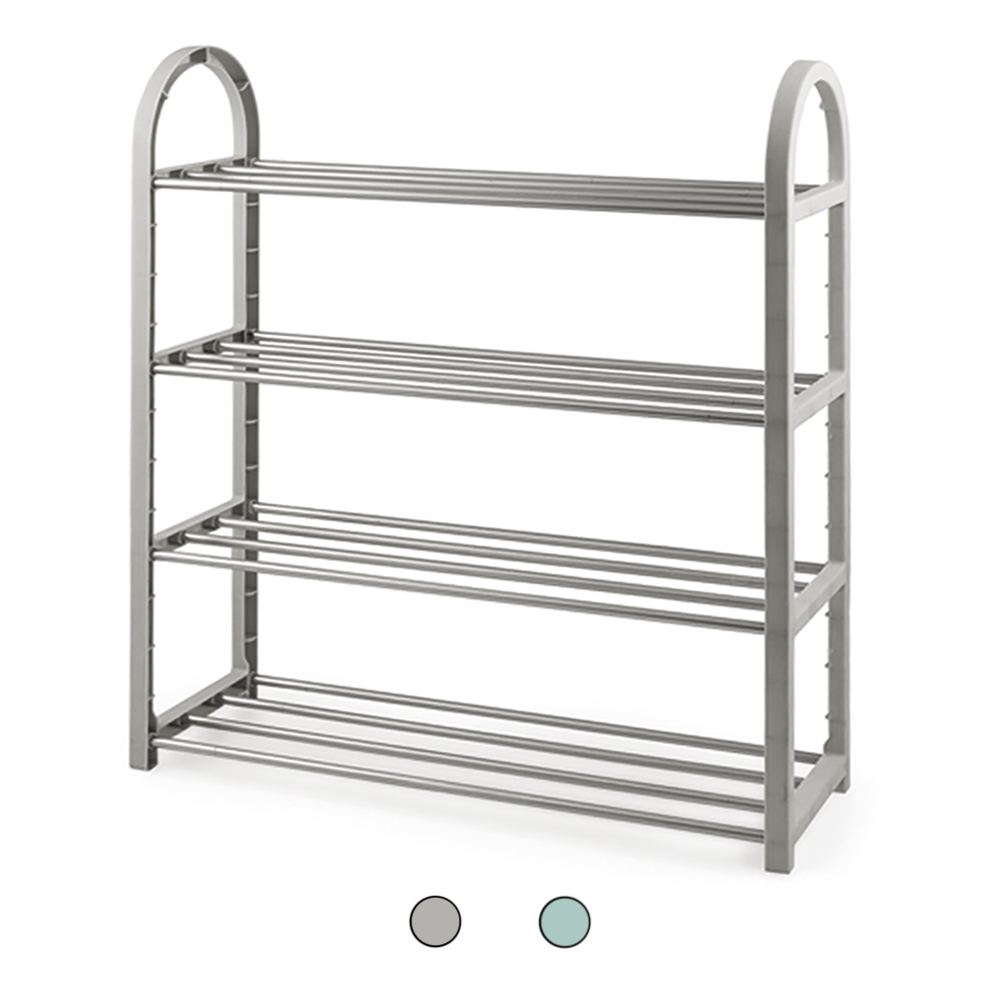 Senza MarcaGenerico Scarpiera in alluminio 4 ripiani salvaspazio compatta piccola