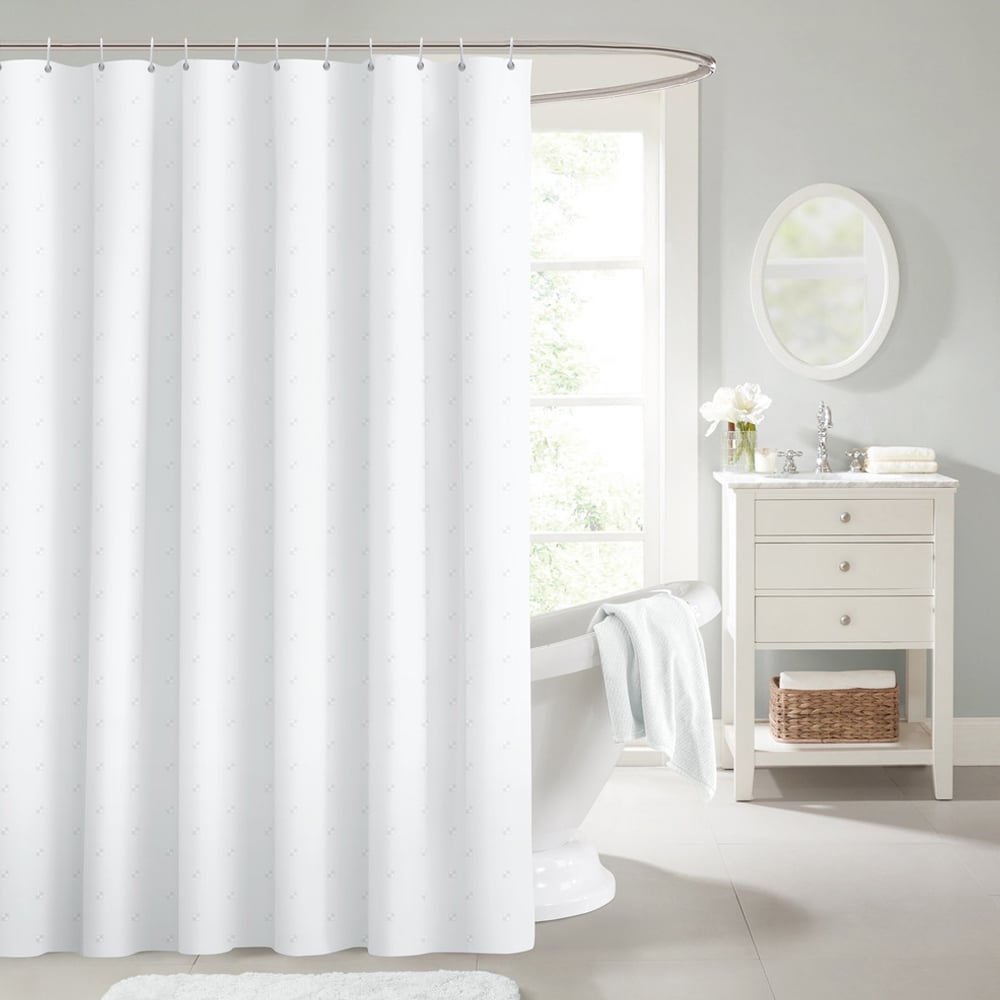 Velosso Luxury Dots Shower Curtains - White