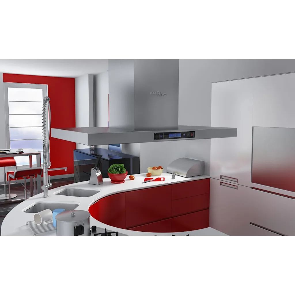 VidaXL Island Mount Range Hood with LCD Display