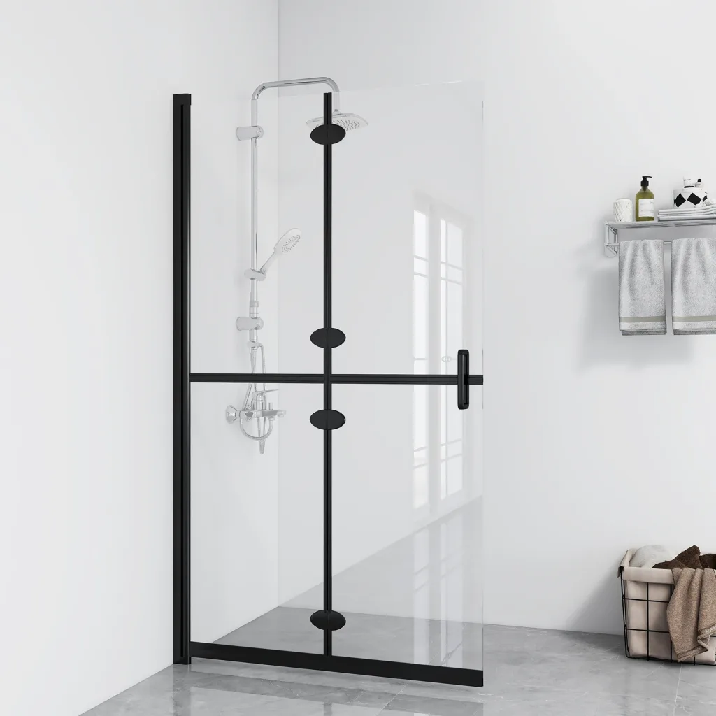 VidaXL Foldable Walk-in Shower Wall Transparent ESG Glass 100x190 cm
