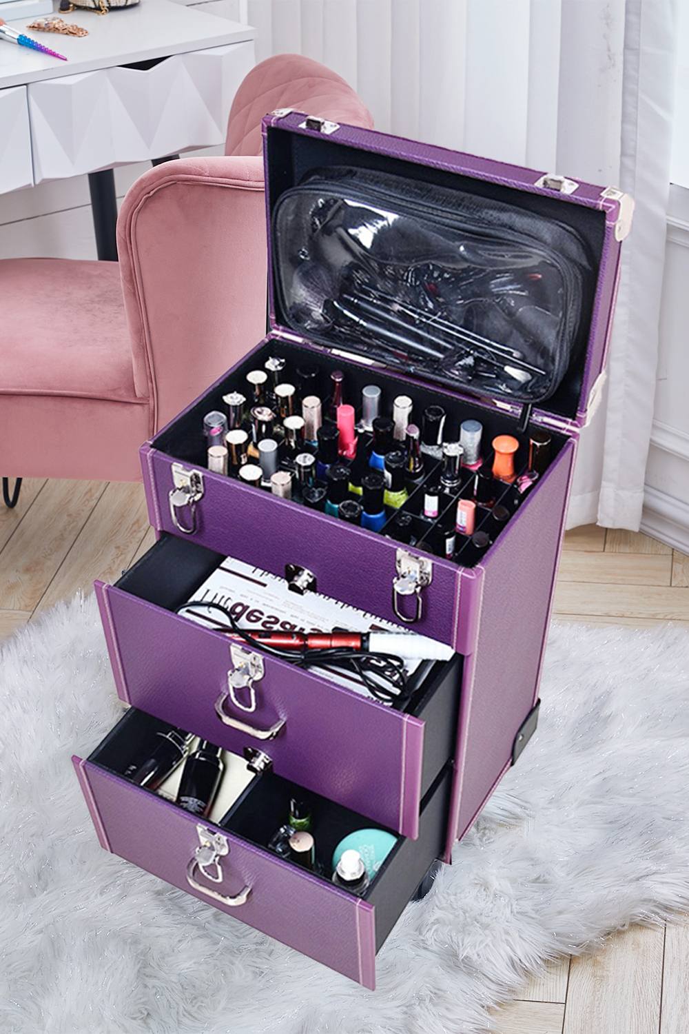 Living And Home Drawers Portable Cosmetic Makeup Travel Case