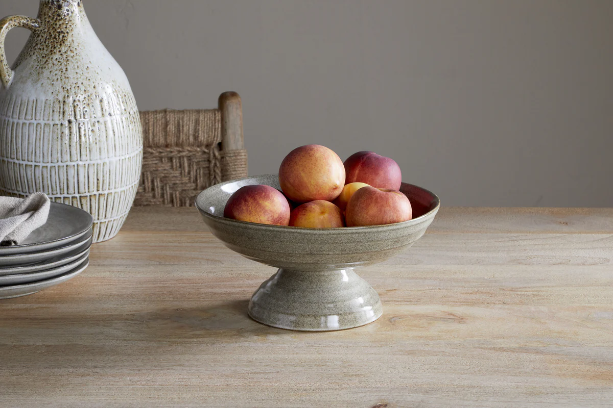 Nkuku Valinha Earthenware Footed Bowl | Serveware | Grey