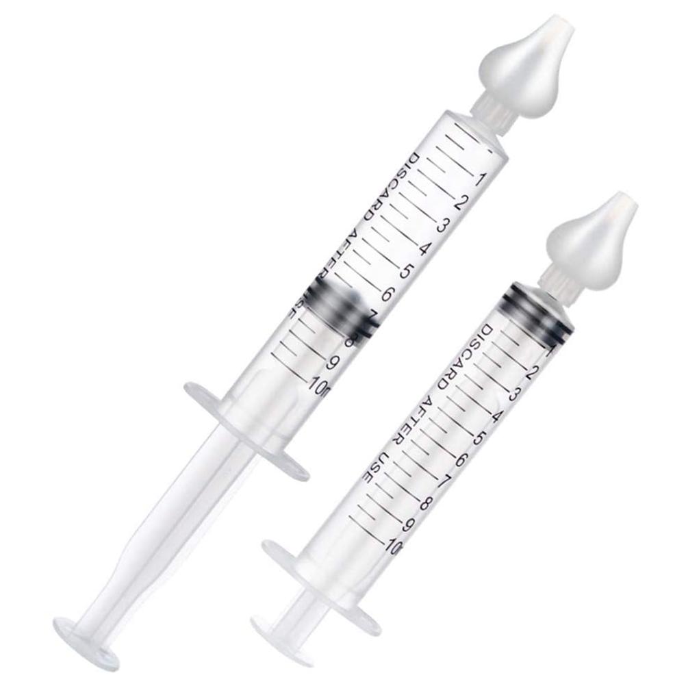 COSYHOME 2PCS Portable Baby Nasal Irrigator Syringe Nose Cleaner Needle Tube Silicone Nasal Aspirator transparent