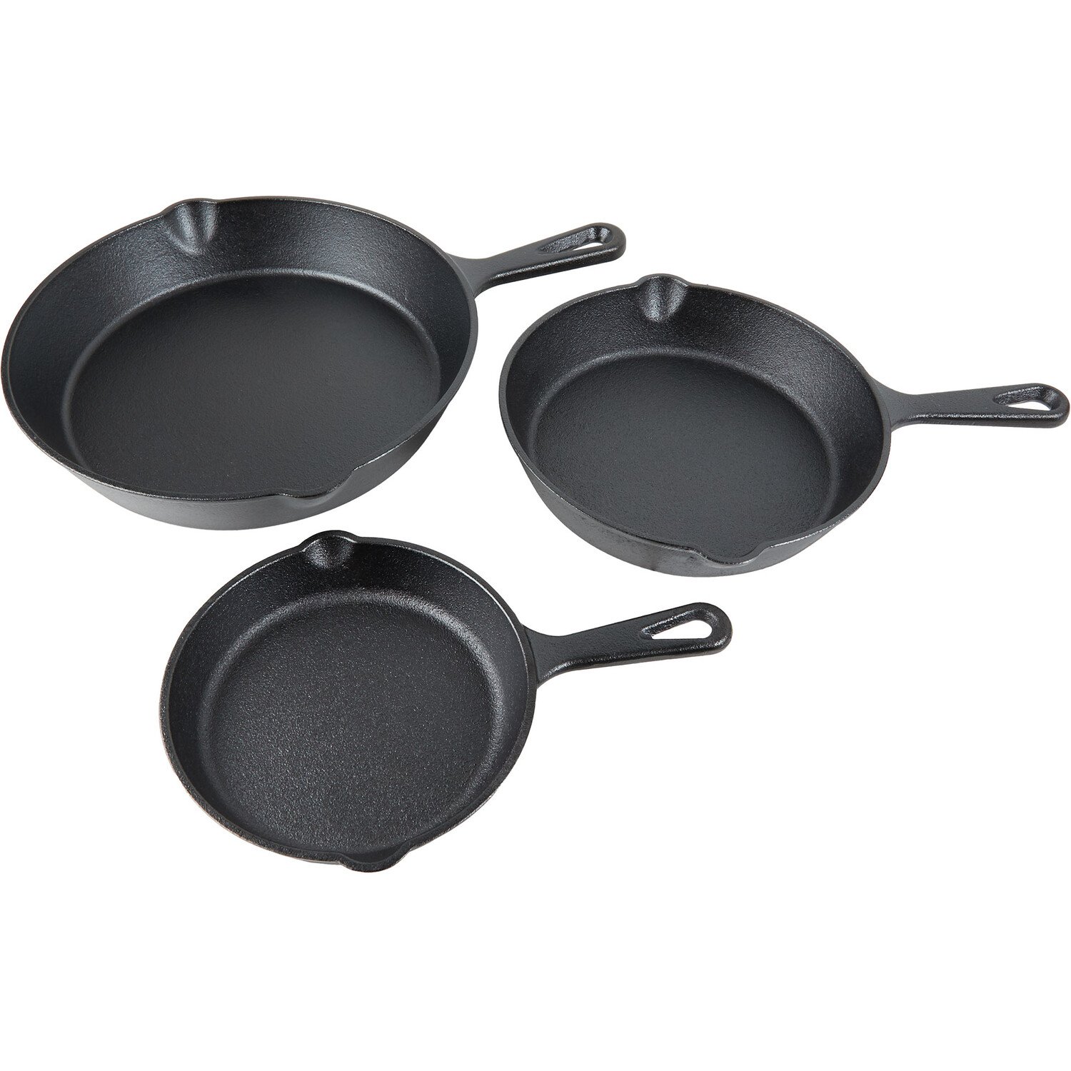 Set of 3 Kitchen Master Pre-Seasoned Frying Pans - Black