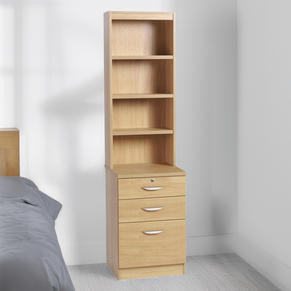 R White Cabinets Brown 3 Drawer 4 Shelf Filing Cabinet with Hutch