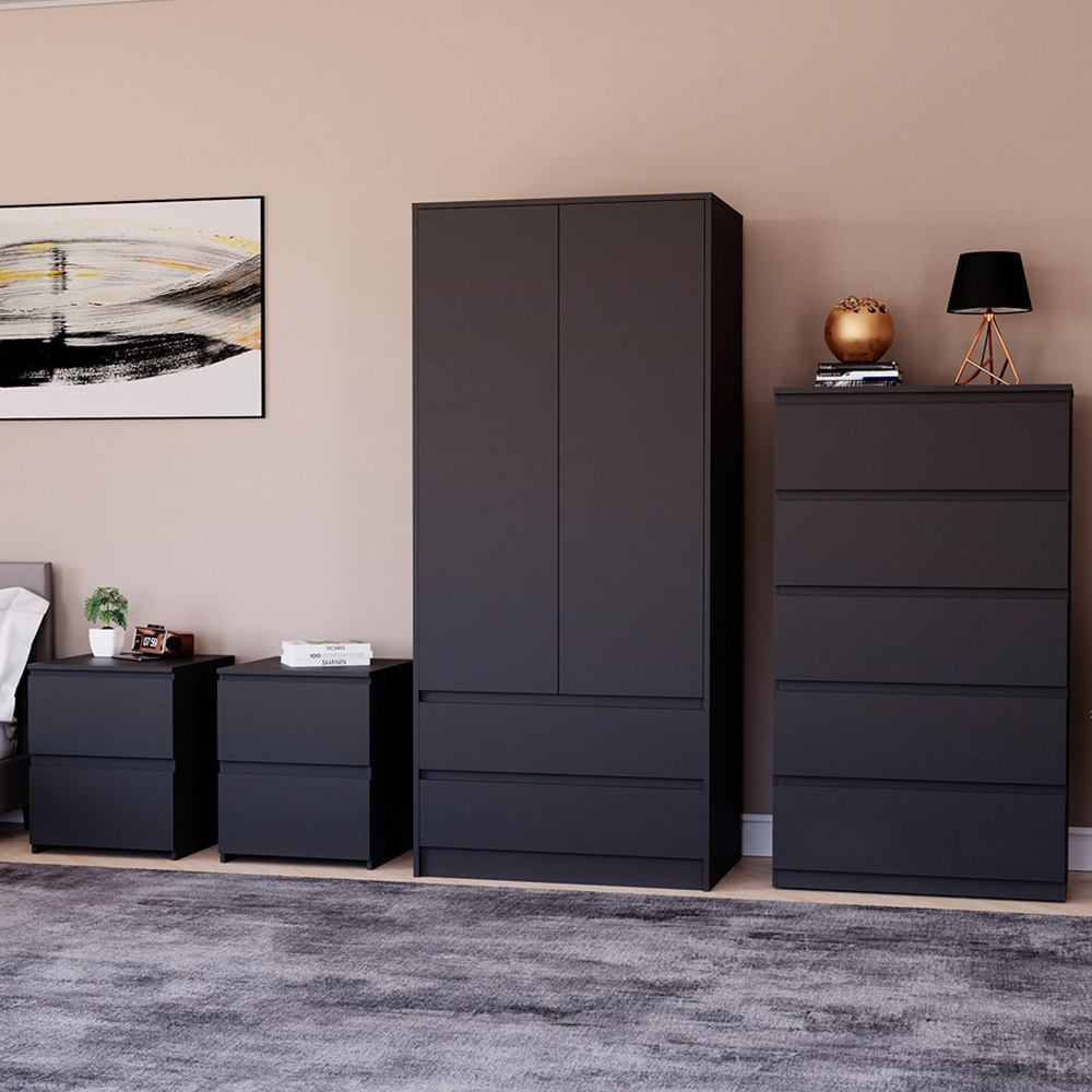 Denver Black 4 Piece Bedroom Furniture Set