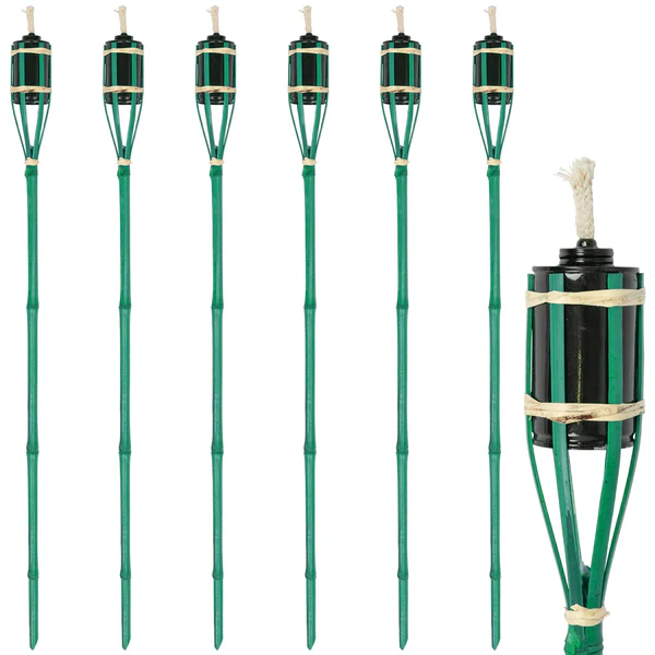 Harbour Housewares Bamboo Garden Fire Torches - 113cm - Pack of Six - Green