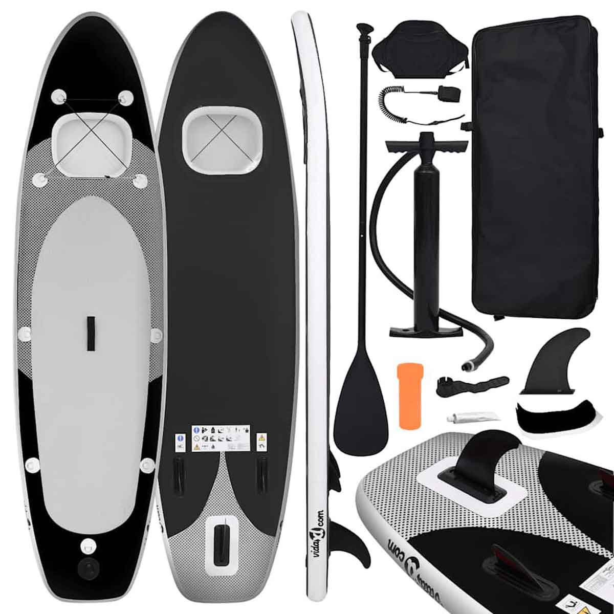 VidaXL Inflatable Stand Up Paddle Board Set Black 360x81x10 cm