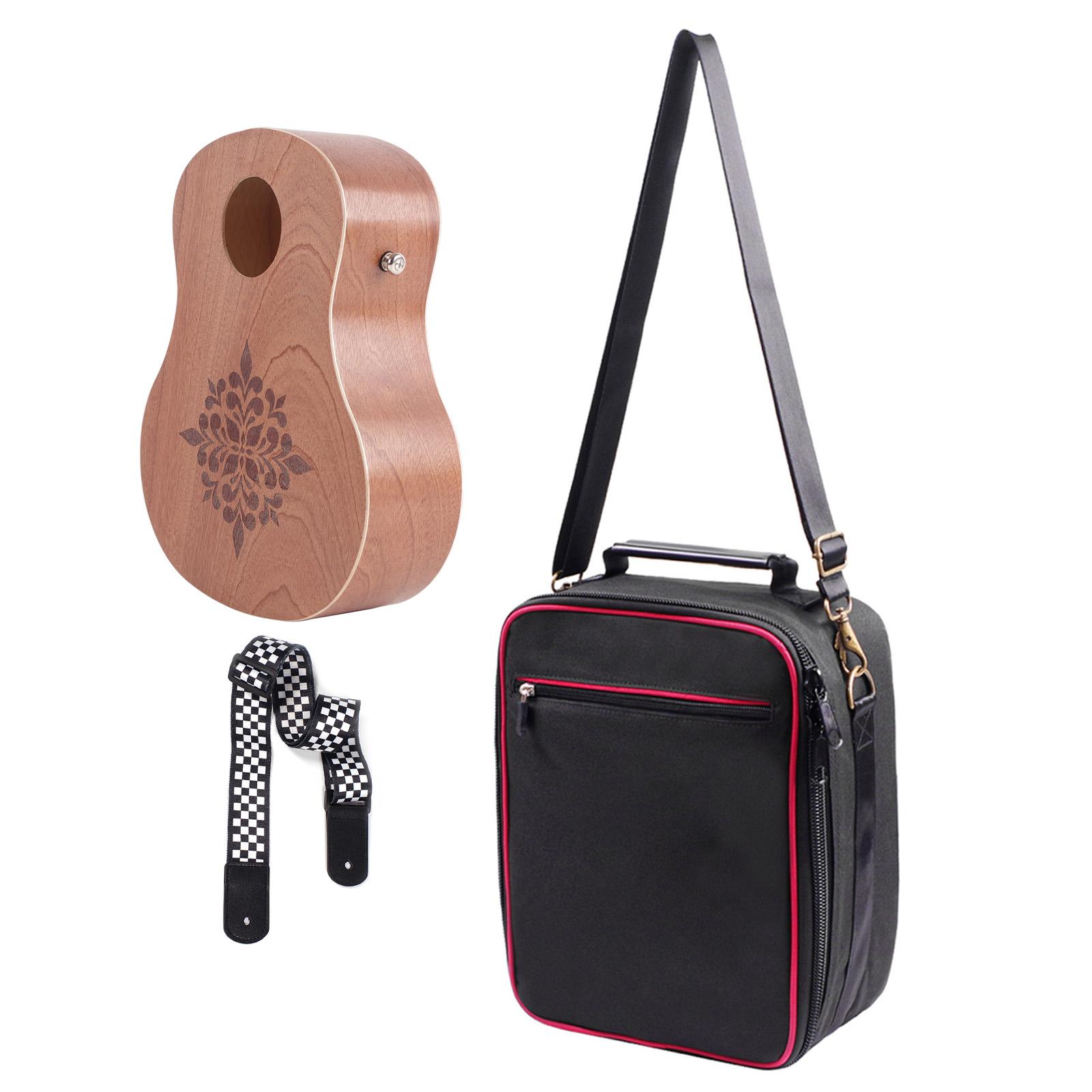 TOMTOP JMS Rockhouse Cajon Wooden Drum Guitar Shape Flat Hand Drum Percussion Instrument with Strap Storage