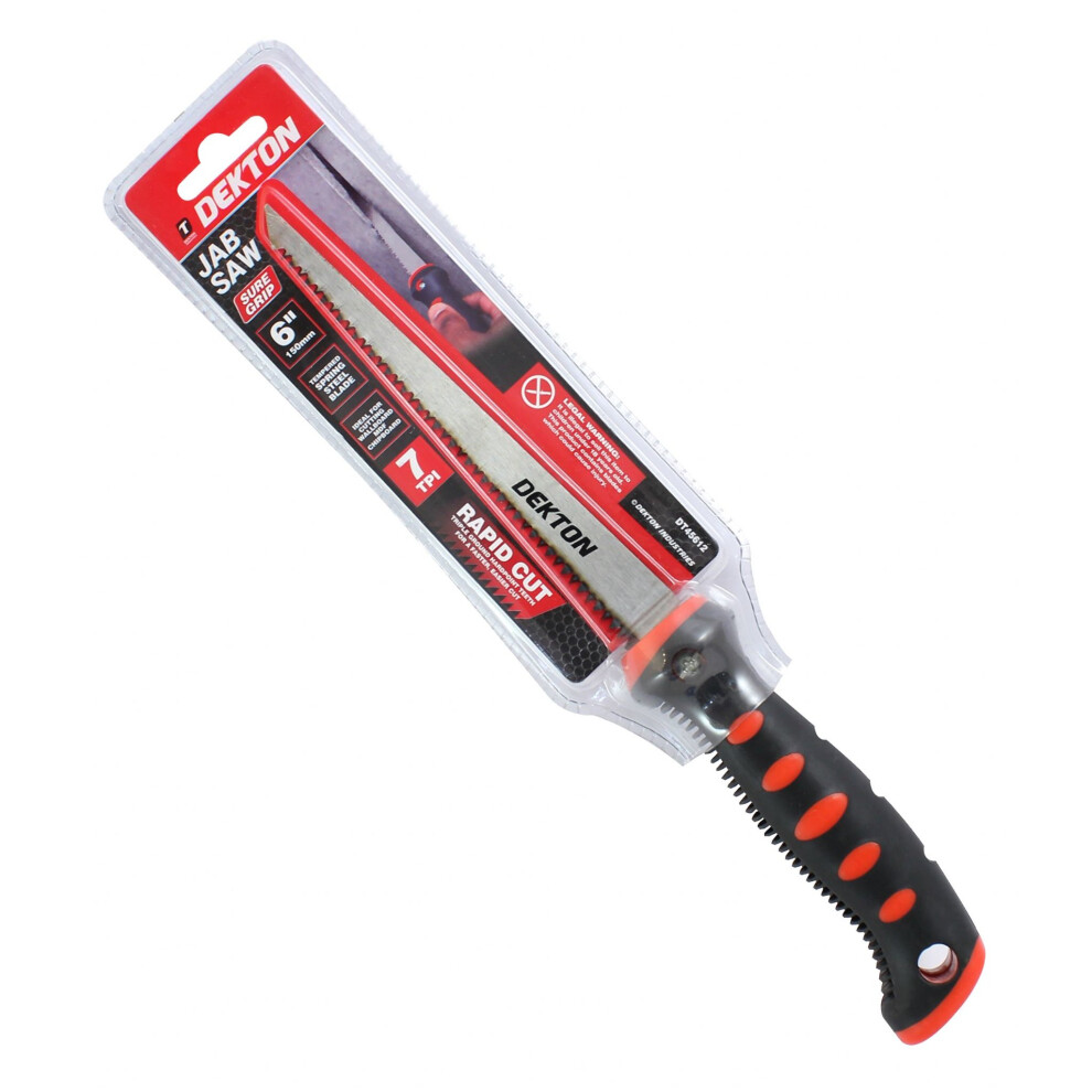 Dekton Jab Saw Soft Grip Plasterboard Jab Saw 150mm dry wall Padsaw Wall Saws