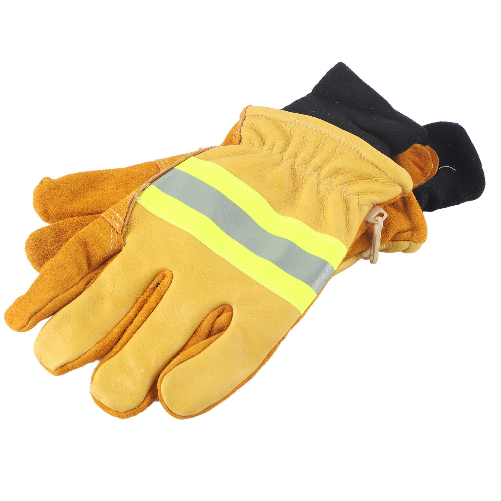 Konnwei Pair of Cow Leather Gloves Fireproof Heat Resistant Long Safety Gloves