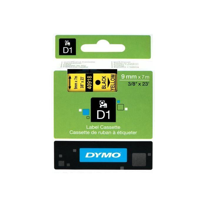 Dymo D1 Label Tape Cassette Black on Yellow 9 mm x 7 m Pack of 1