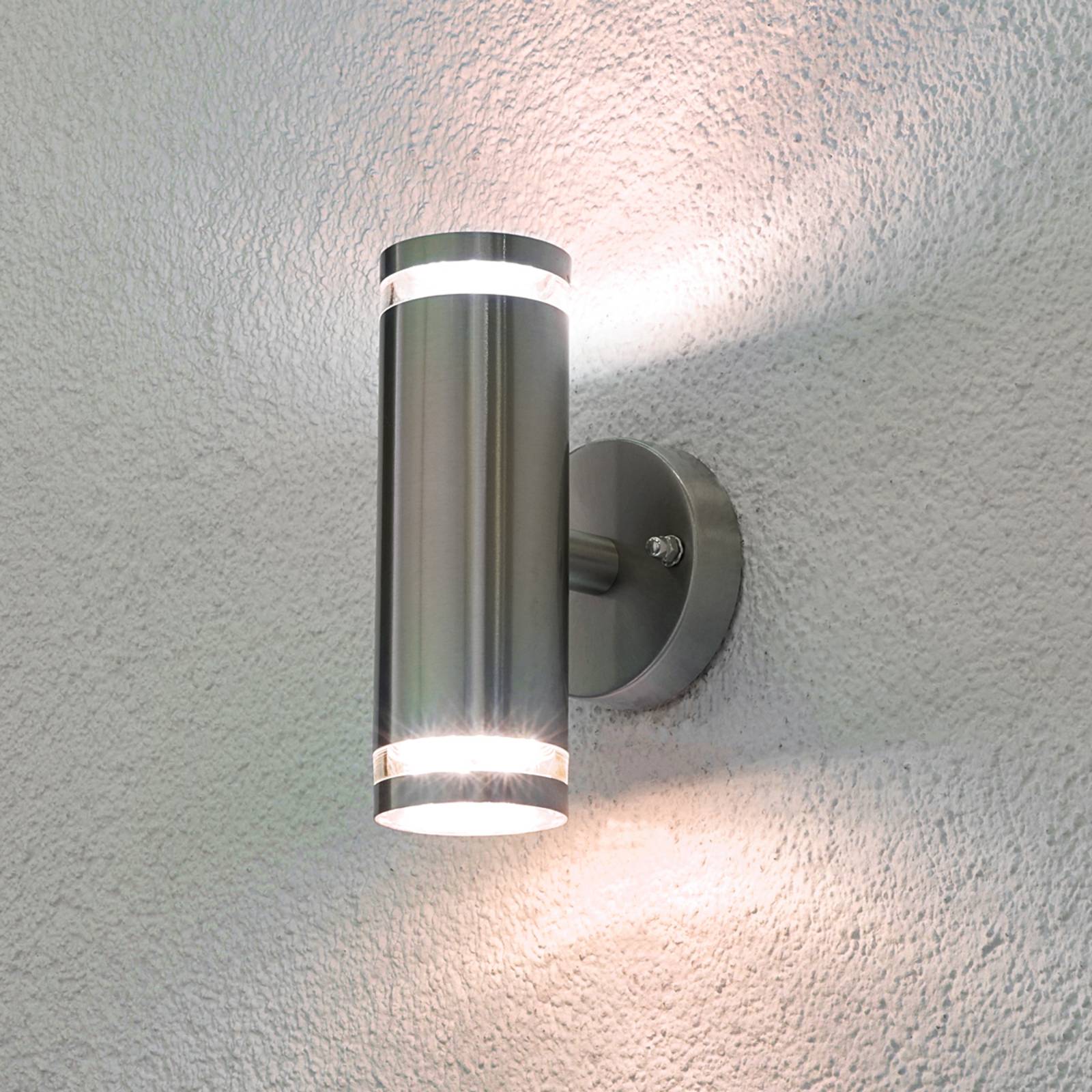 Lampenwelt.com Tiberus stainless steel LED outdoor wall light