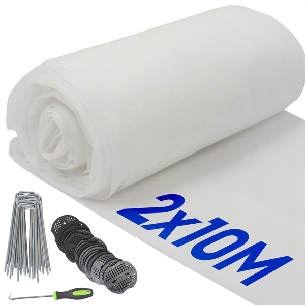 Harbour Housewares 30Gsm Plant Fleece Frost Protection Set With Pegs & Plates - 2M X 10M (1 Roll)