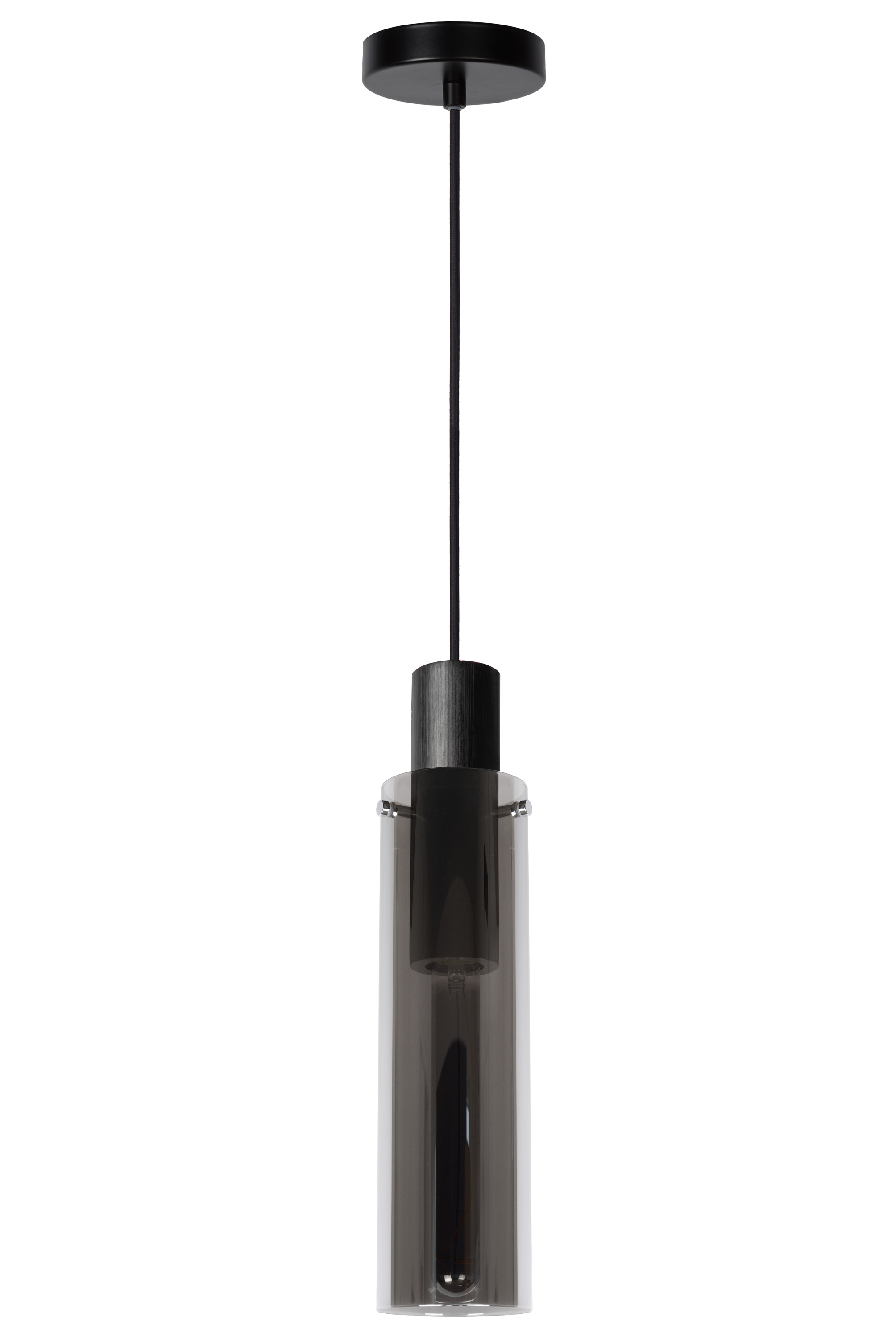 Lucide Orlando 1-Light Cylinder Pendant with Wrought Iron Accents gray