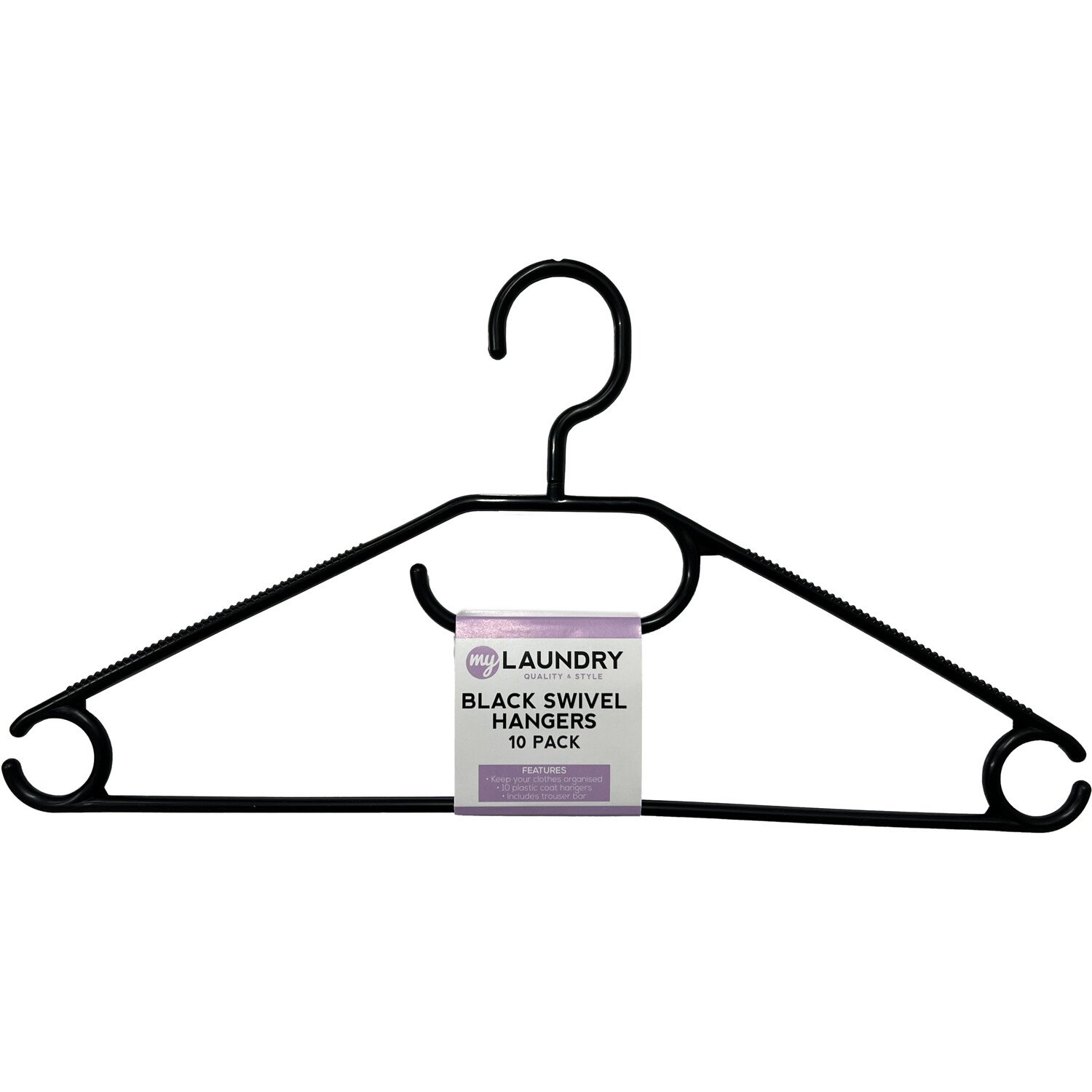 Pack of 10 My Laundry Swivel Hangers - Black