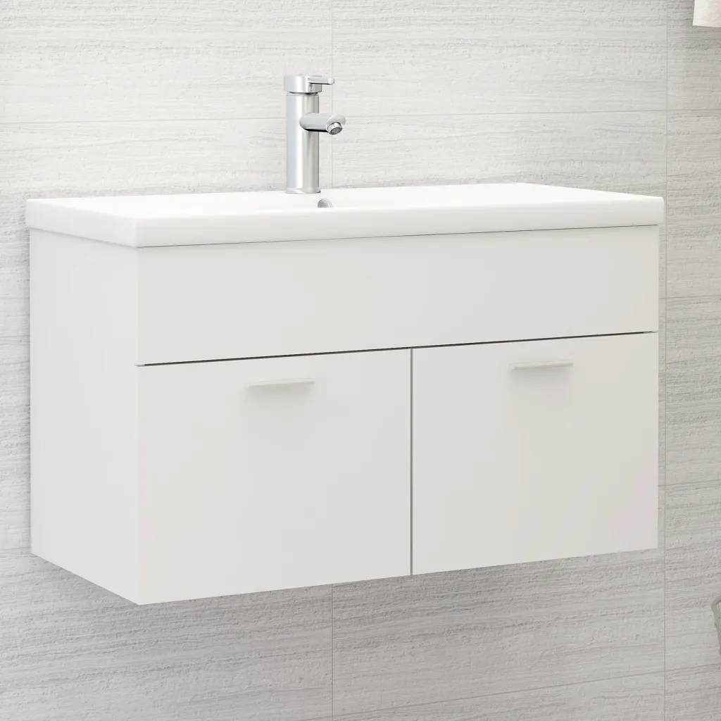 VidaXL Sink Cabinet with Built-in Basin White Chipboard