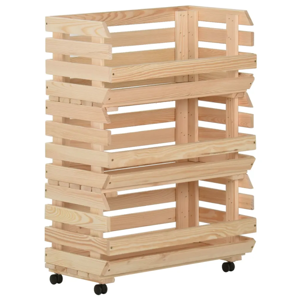 VidaXL Vegetable Trolley 57x30x80 cm Solid Pinewood
