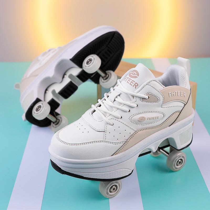 Angel Ting Deformed Four-wheel Runaway Shoes Can Go Skating Wheel Shoes New Roller Skates One-click Switch 39