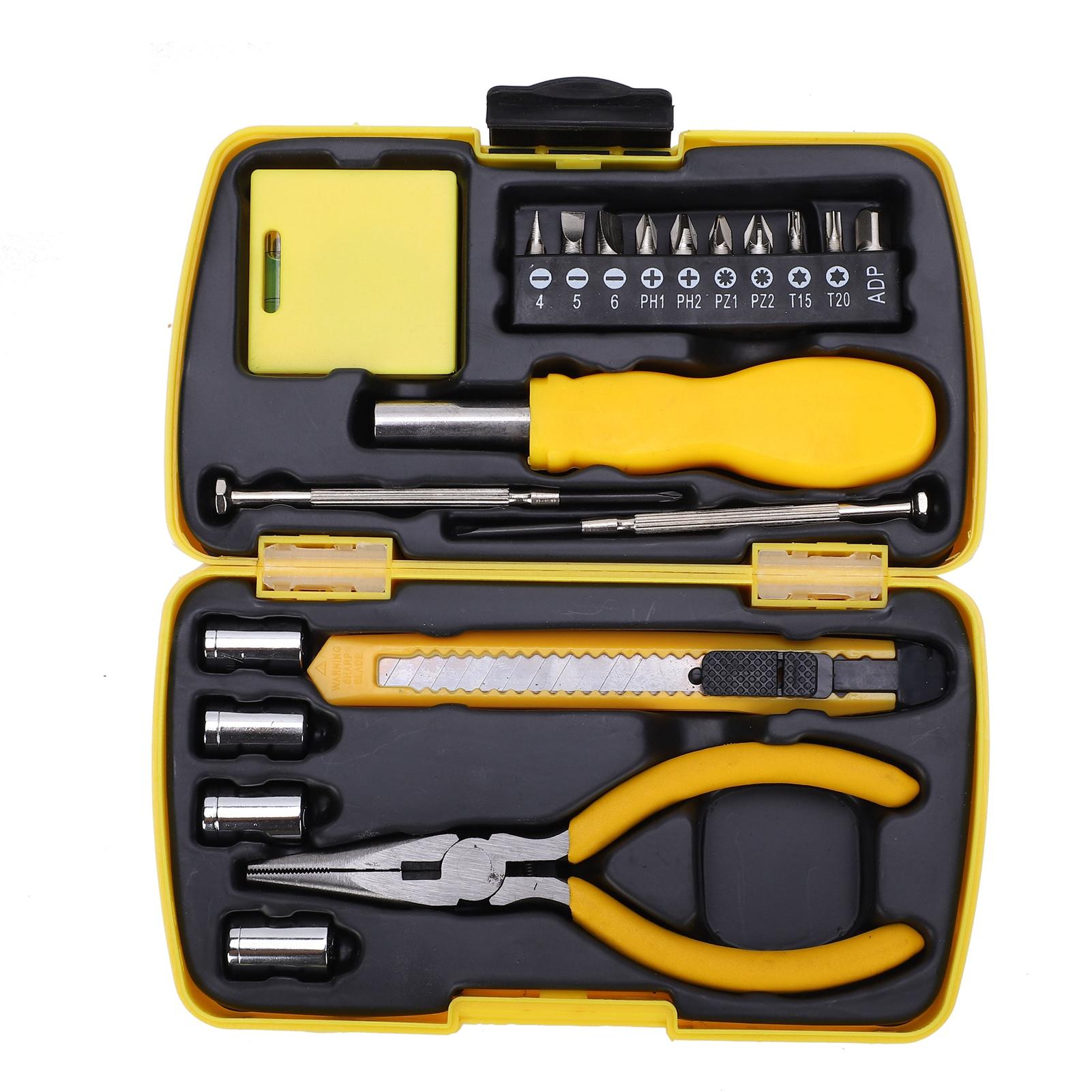 TOMTOP JMS Household Hand Tool Kit Set Carbon Steel Screwdriver Socket Bit Tape Measure Utility Knife