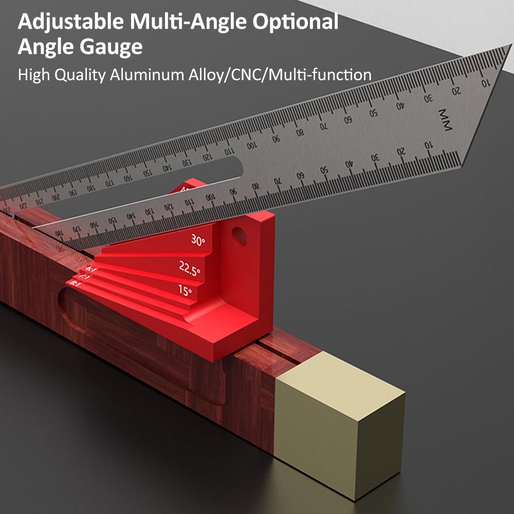 Woodworking Ruler Measuring Tools Carpenter Scriber Protractor Horizontal Gauge Auxiliary red