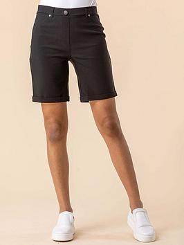 Roman Originals Roman Women's Turned Hem Stretch Shorts|Size: 10|black