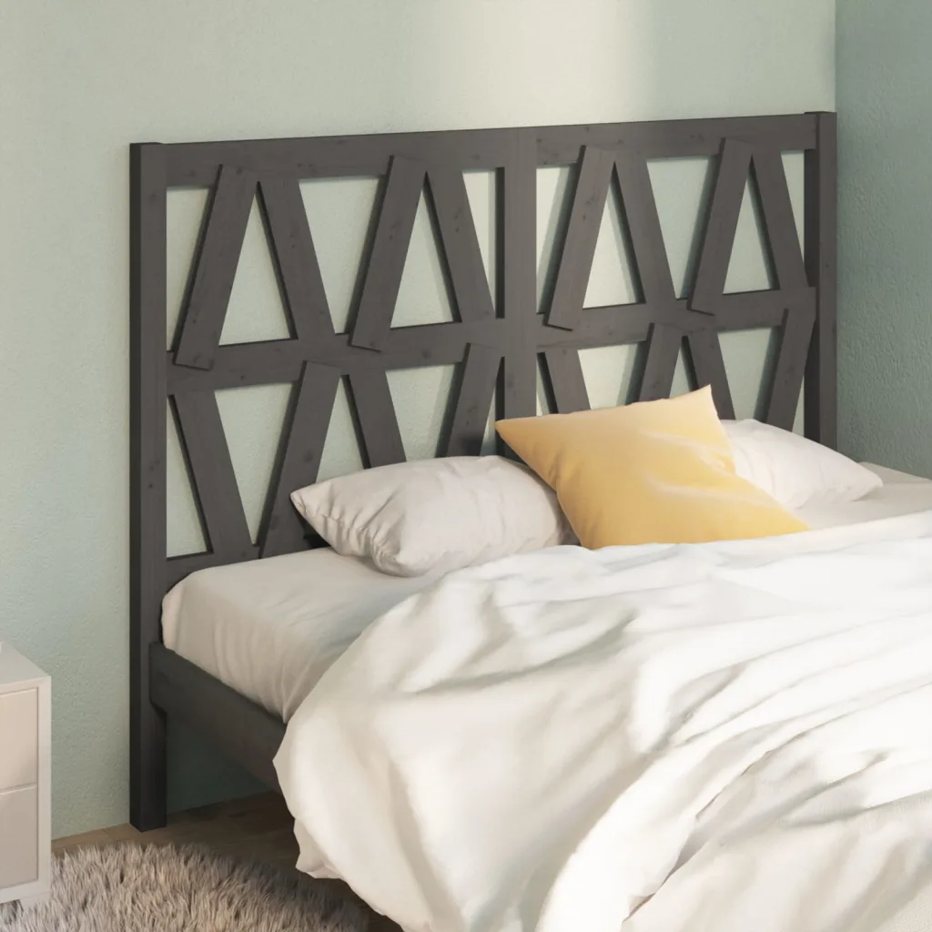 VidaXL Bed Headboard Grey 146x4x100 Cm Solid Wood Pine, Grey