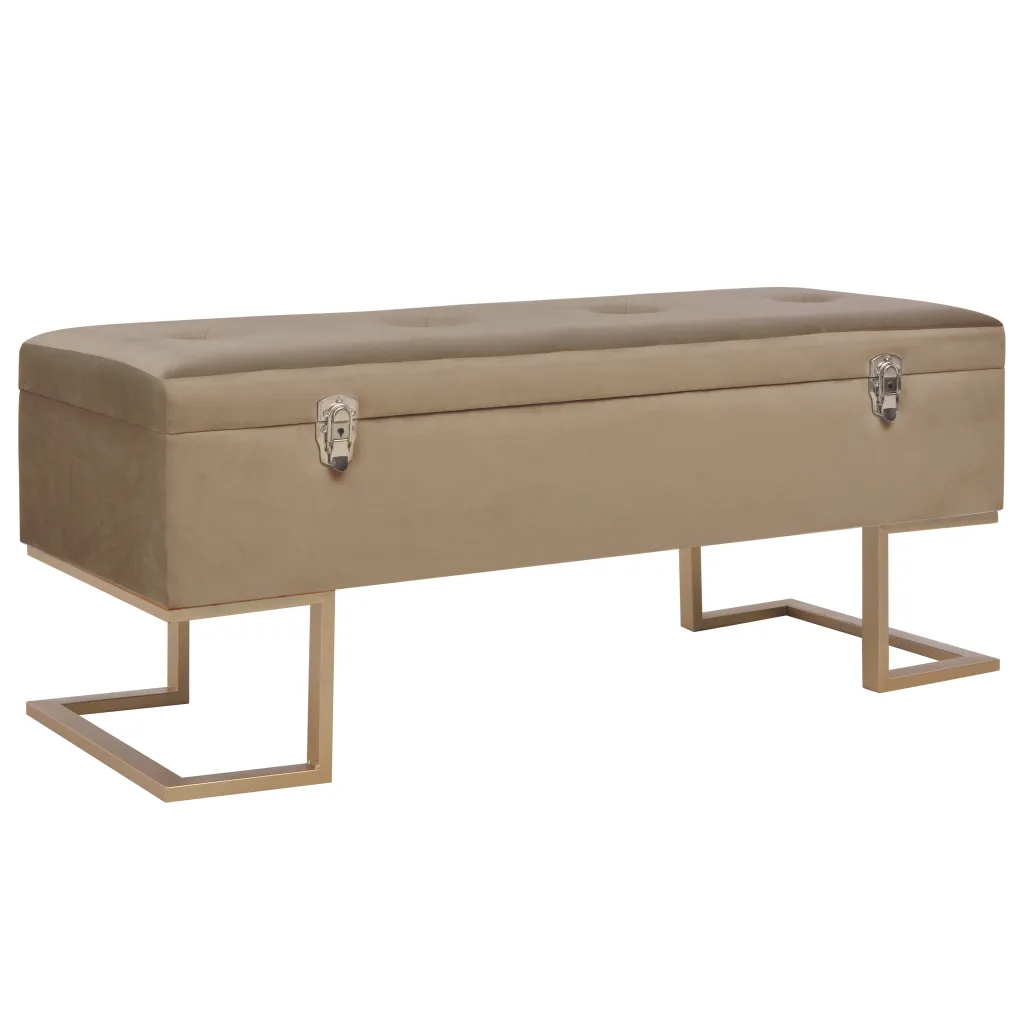 VidaXL Bench with Storage Compartment 105 cm Beige Velvet