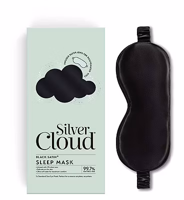 Silver Cloud Black Satin Eye Mask