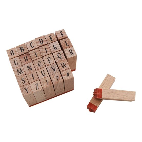 Hobbycraft Atterton Brown Mini Alphabet Wooden Stamp Set 30 Pieces