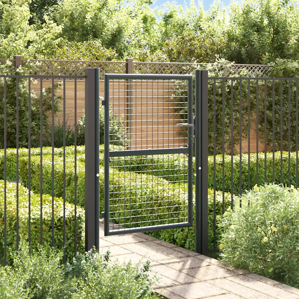 VidaXL Mesh Garden Gate Galvanised Steel 100x175 cm Grey