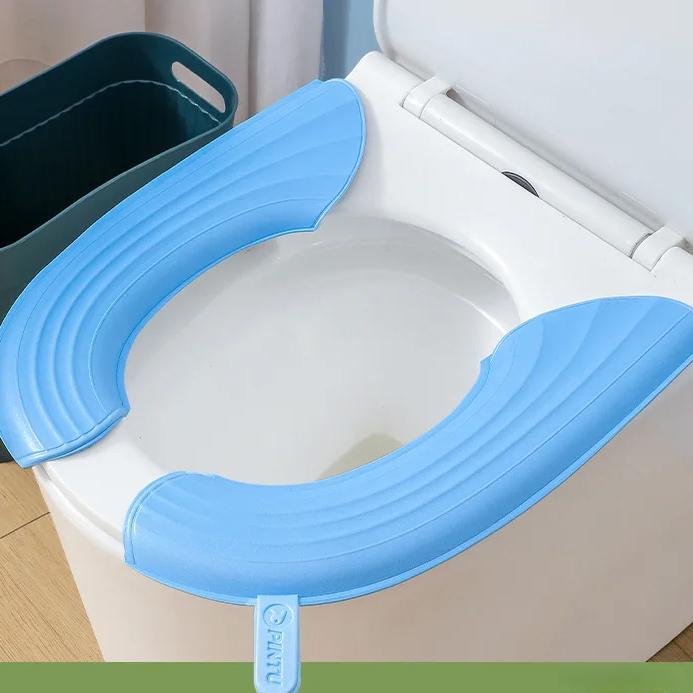 JMG Household Supplies Waterproof Toilet Mat for All Seasons Portable Toilet Seat Cushion EVA Thickened Toilet Seat Cover Bathroom Accessories blue