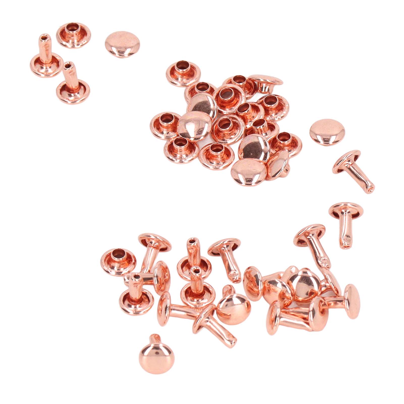 GoolRC 100 Sets Double Sided Rivets 7x8mm Iron Leather Rivets DIY Round Rivets for Clothing Bags Shoe Box