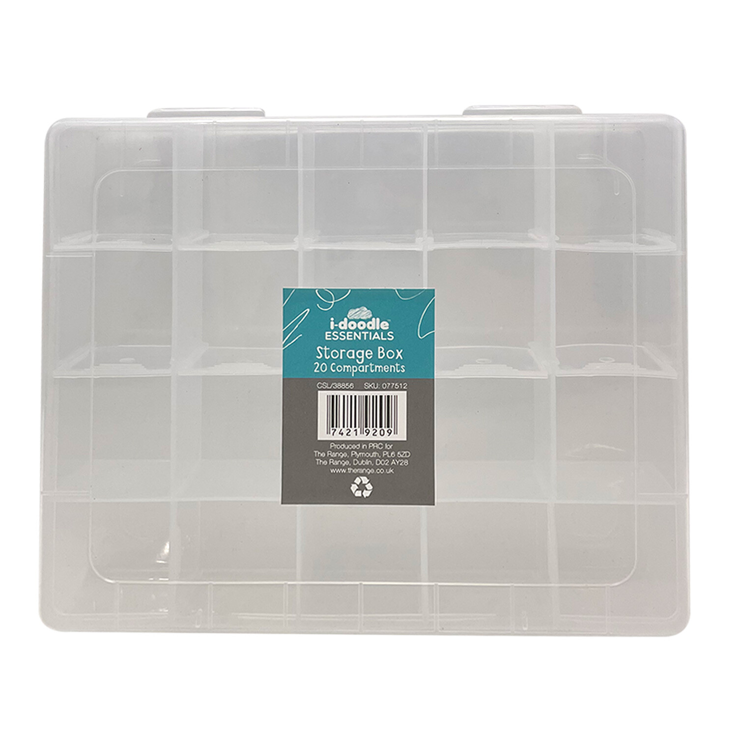 I-doodle Compartment Storage Box - Clear / 20 Compartments