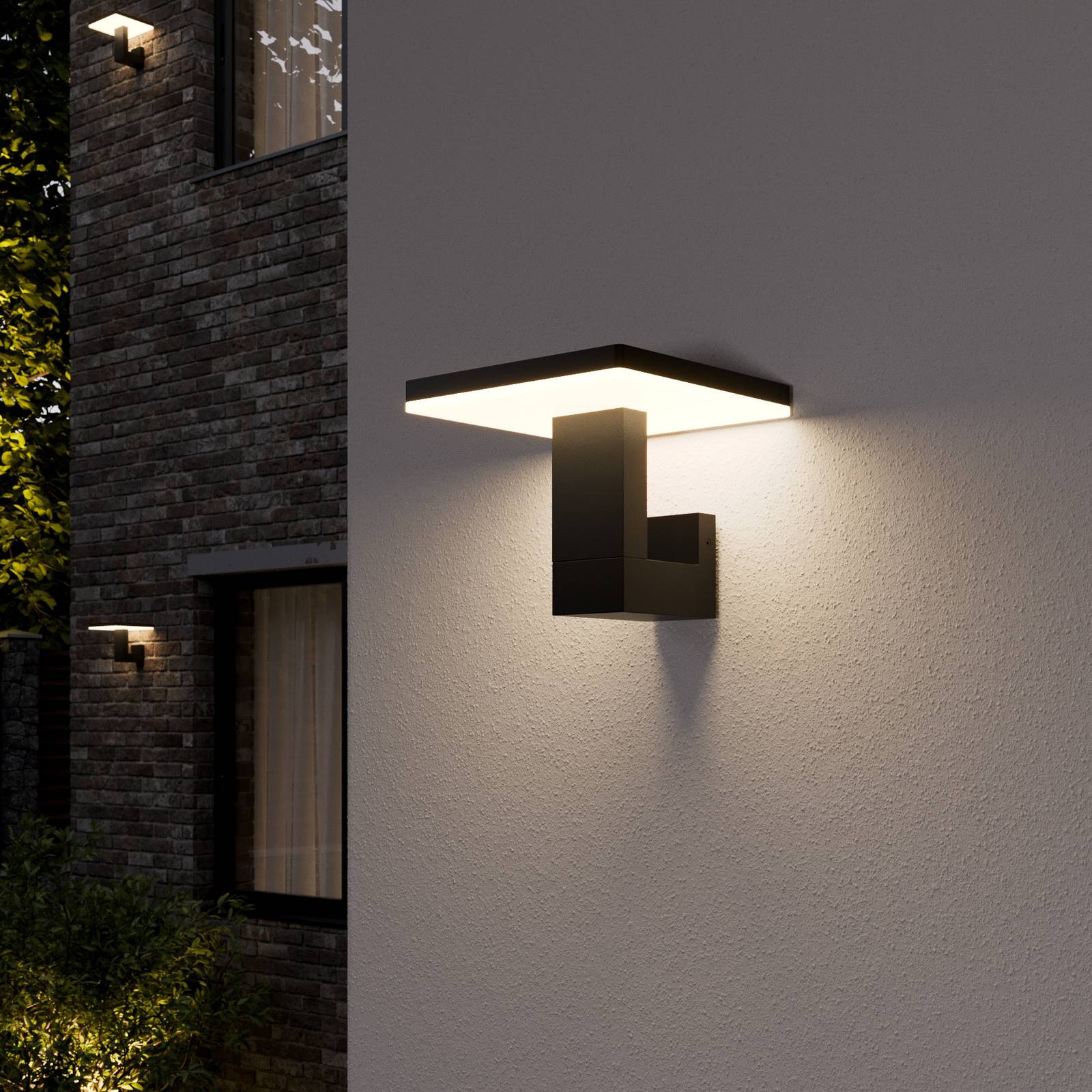 Lampenwelt.com LED outdoor wall lamp Olesia, angular shape