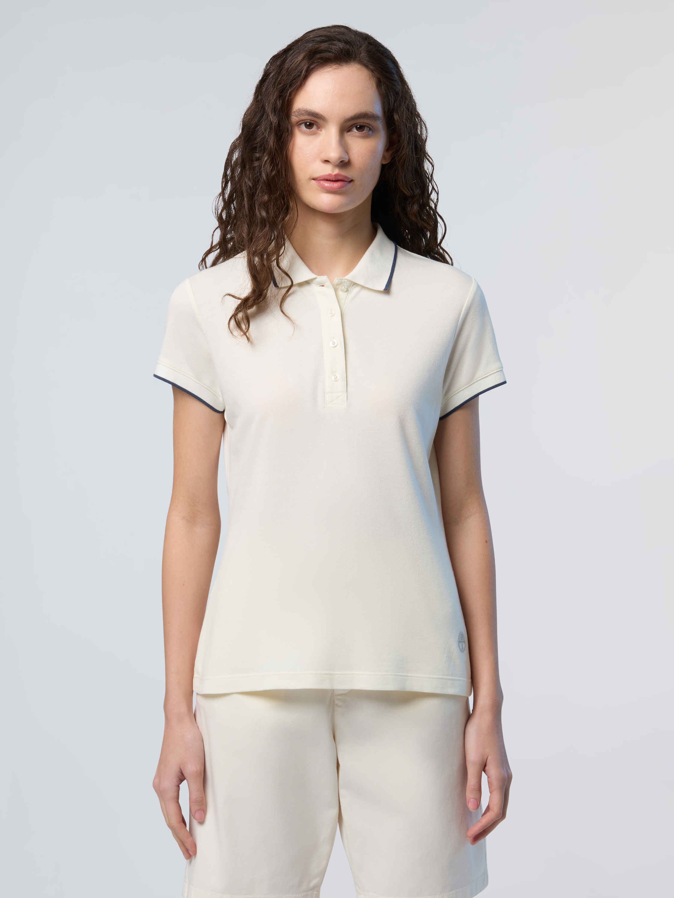 North Sails Women's Short Sleeve Polo With Contrasting Details Women - White Polo Shirts - Size: 14