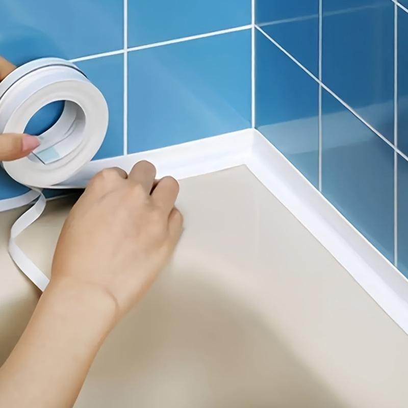 Self-adhesive waterproof PVC tape for bathroom sealing - Ideal for sinks, showers, bathtubs and toilets | Perfect for Plumbers and Contractors white