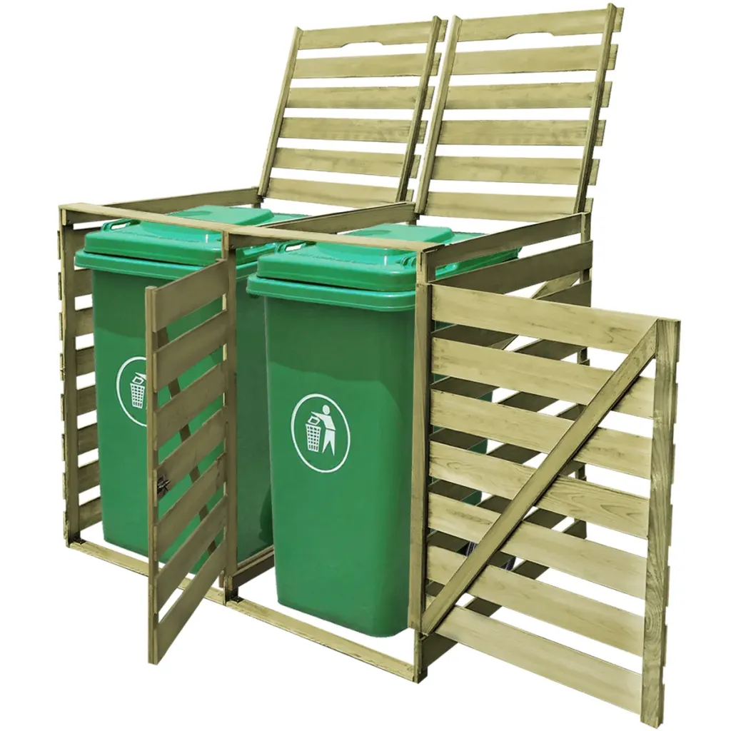 VidaXL Double Wheelie Bin Shed 240 L Impregnated Wood