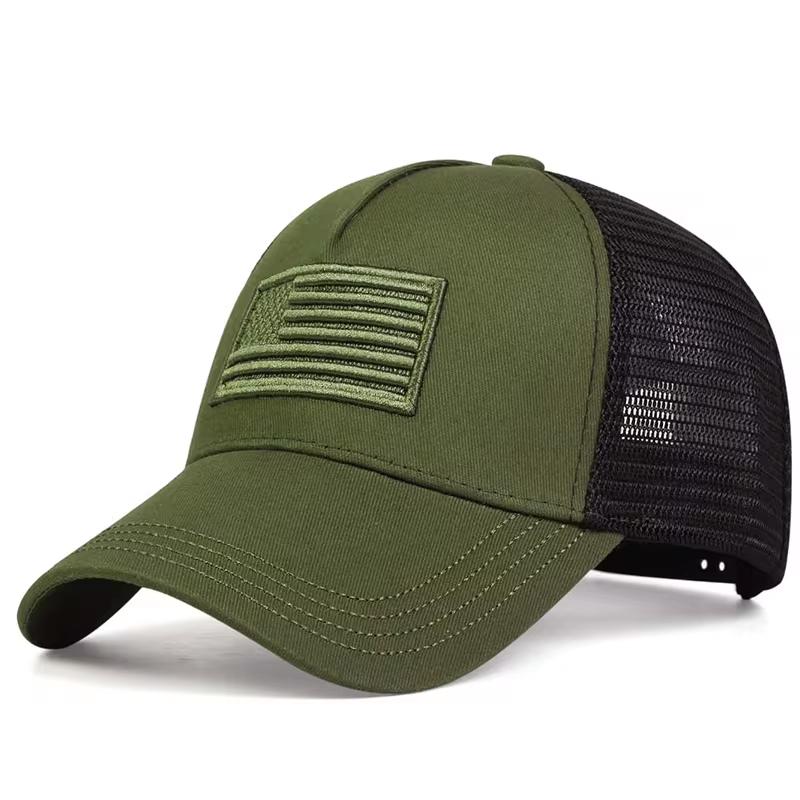WQ Hat Industry American Flag Camouflage Baseball Capsmen's Summer Hats, Sunscreen Hats, Women's Summer Hats, Popular Tennis Hats Adjustable army green