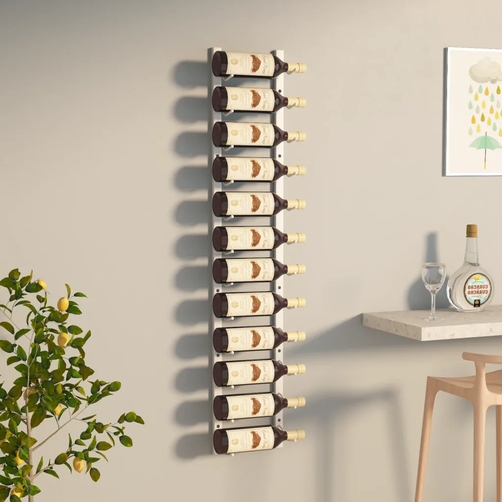 VidaXL Wall Mounted Wine Rack for 12 Bottles White Iron
