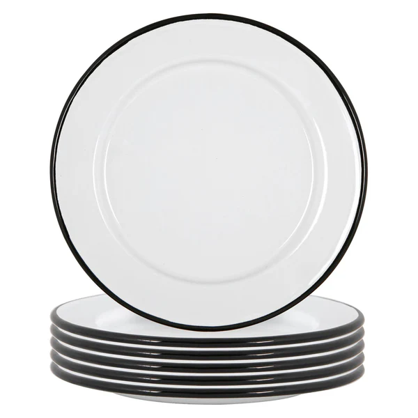 White Enamel Side Plates 20cm Pack of 6