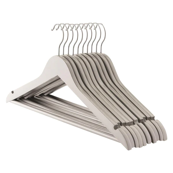  Wooden Coat Hangers - Pack of 10 - Grey