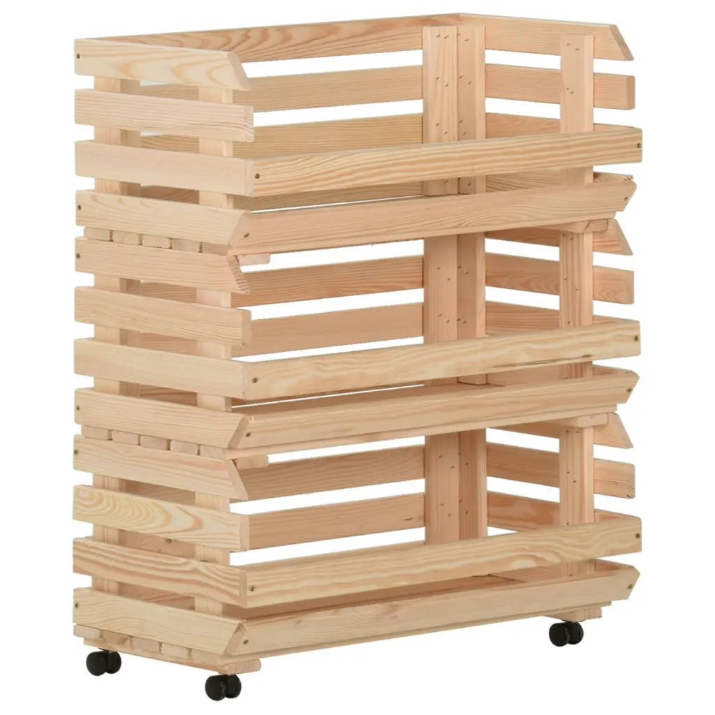 VidaXL Vegetable Trolley 77x30x80 cm Solid Pinewood