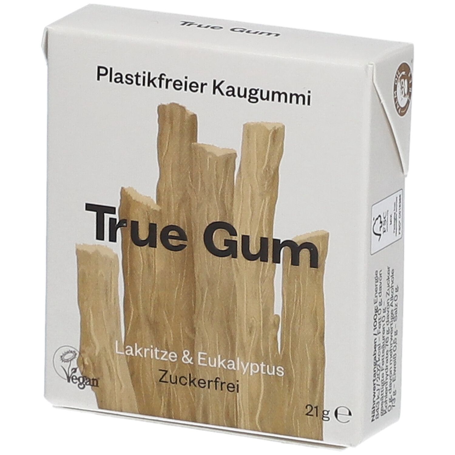 True Gum Plastic free Vegan gum 21g, Liquorice & Eucalyptus