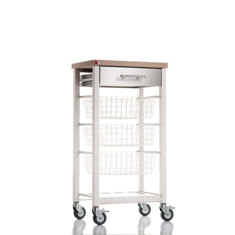 Hahn Don Hierro Onda Butcher's Trolley / Vegetable Rack, Ivory White