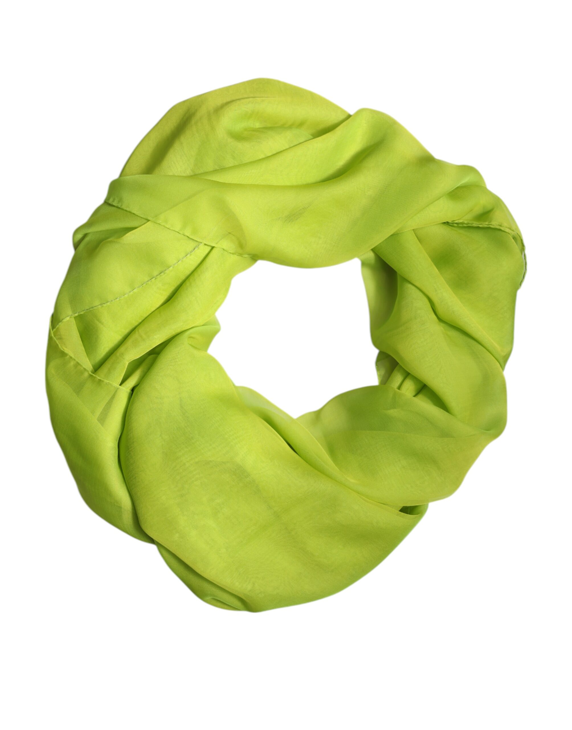 DOLCE & GABBANA Women's Silk Scarf Lime Green Accessory Scarves