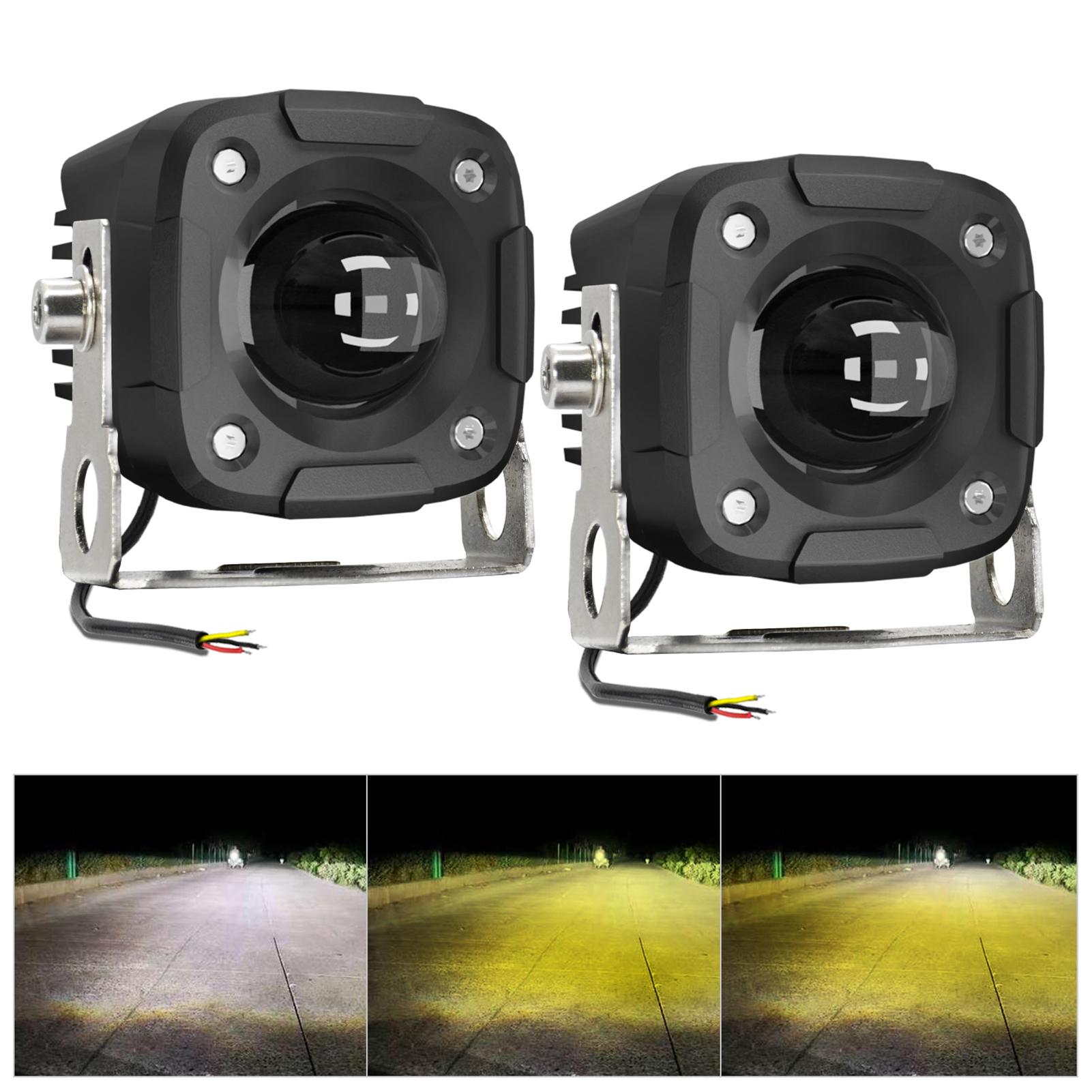 Automobile And Motorcycle Supplies Motorcycle LED Driving Lights, 60W 6000K3000K4500K Super Bright Spotlights with Mounting Brackets 2 Pack