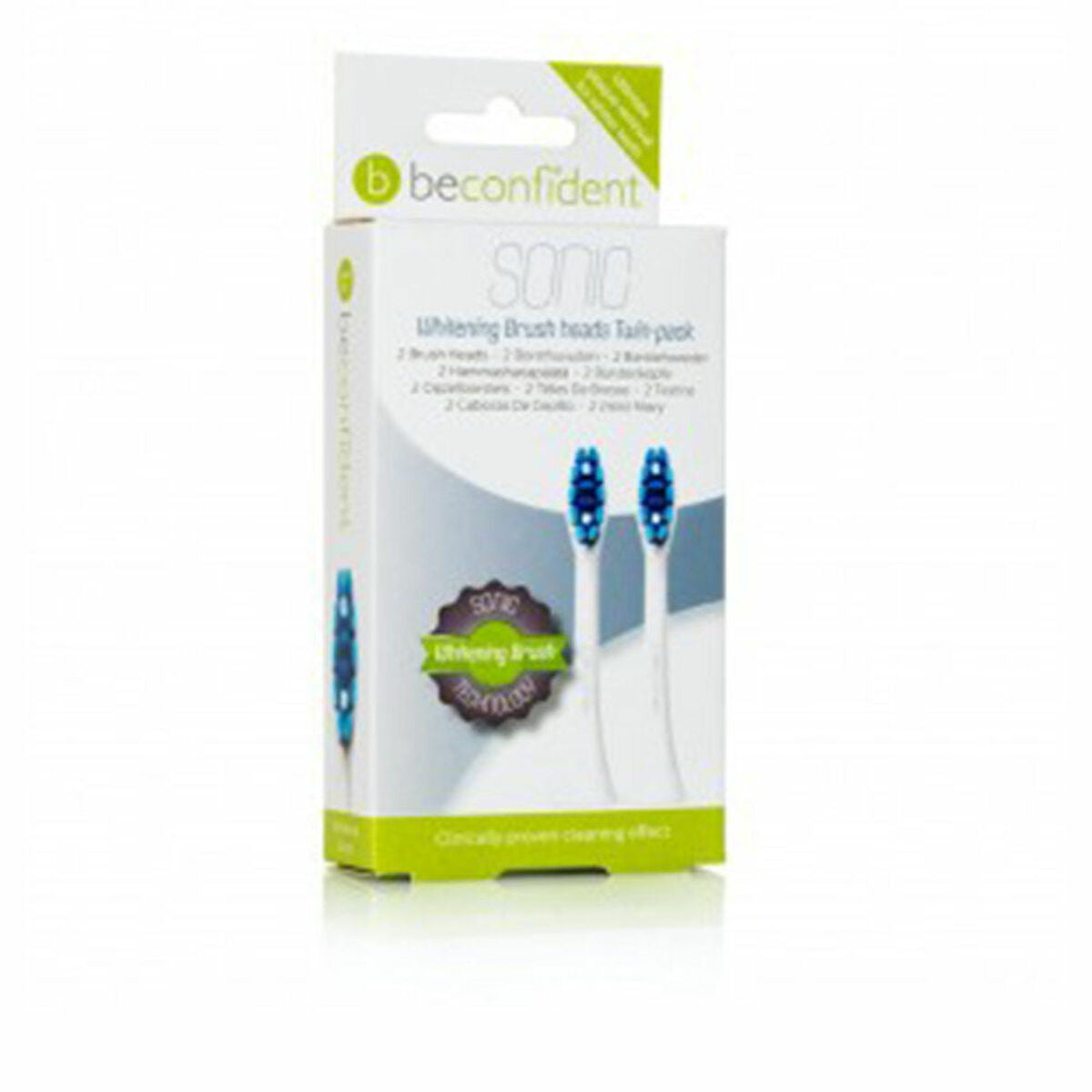 BeconfiDent Sonic Toothbrush Heads Whitening White Set 2 Pz