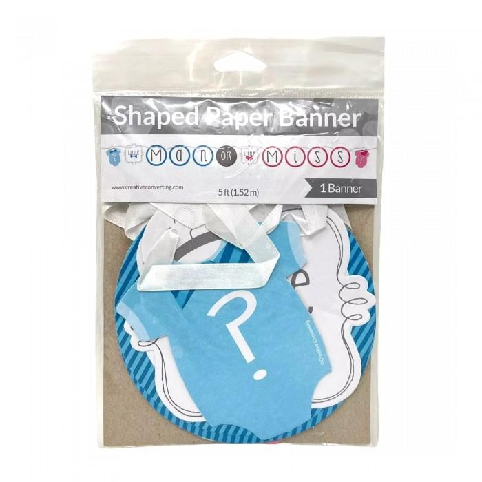 B&Q Creative Converting Little Man Or Miss Gender Reveal Banner White/blue/pink (One Size)